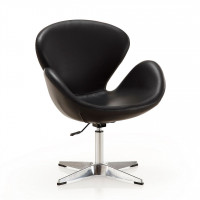 Manhattan Comfort AC038-BK Raspberry Black and Polished Chrome Faux Leather Adjustable Swivel Chair